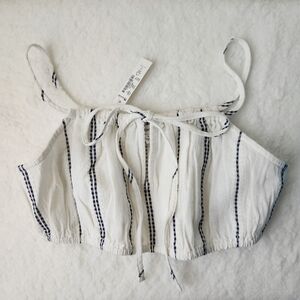 Madewell Tie-Front Bubble Swimsuit Cover-Up Crop Top, Cotton